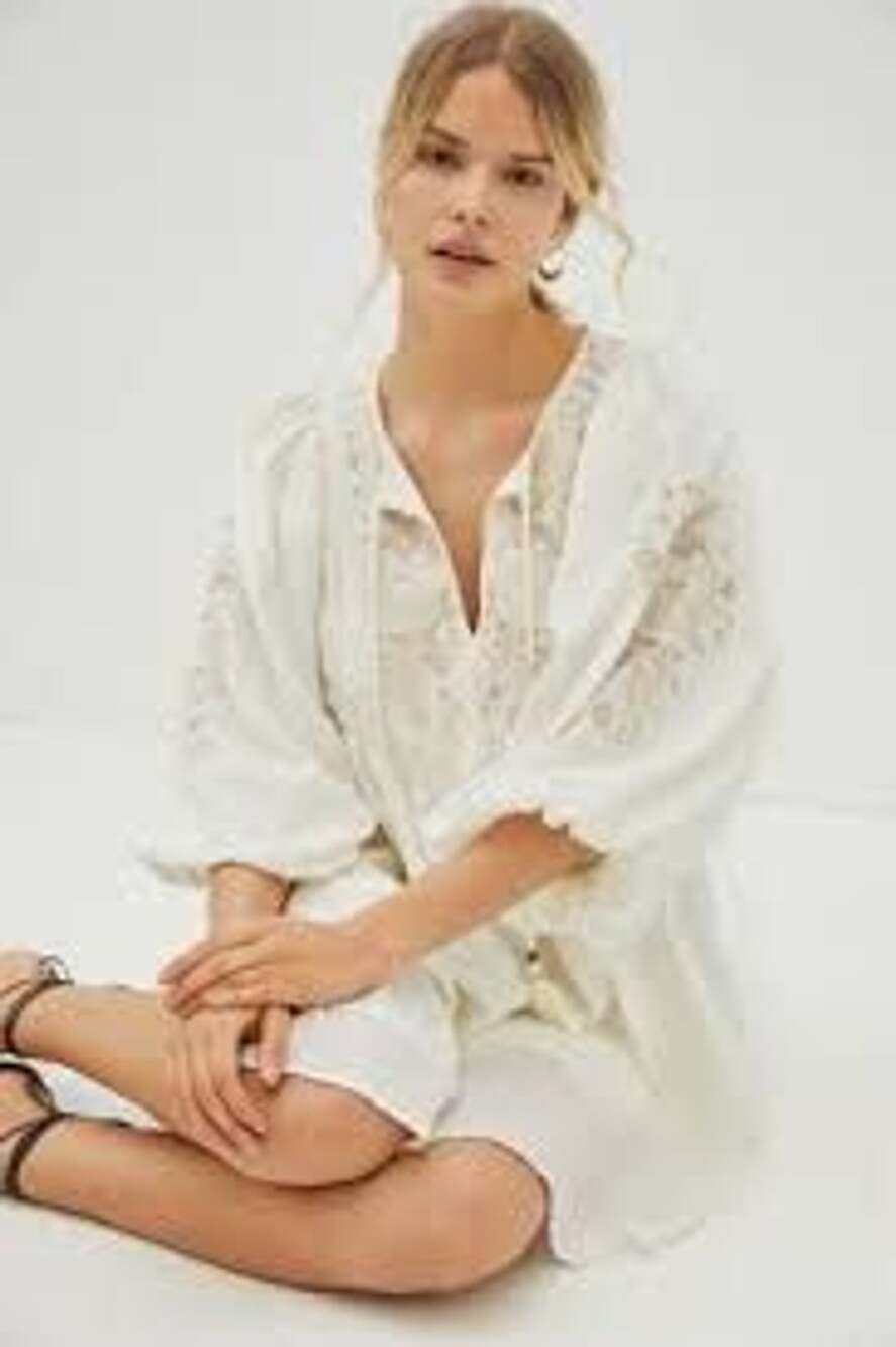 Anthropologie Viveka Embroidered Lace Mini Dress Size M